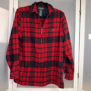 Lauren Ralph Lauren Red Multi Color Plaid Wool Zip Up Shirt Jacket Shacket Red M